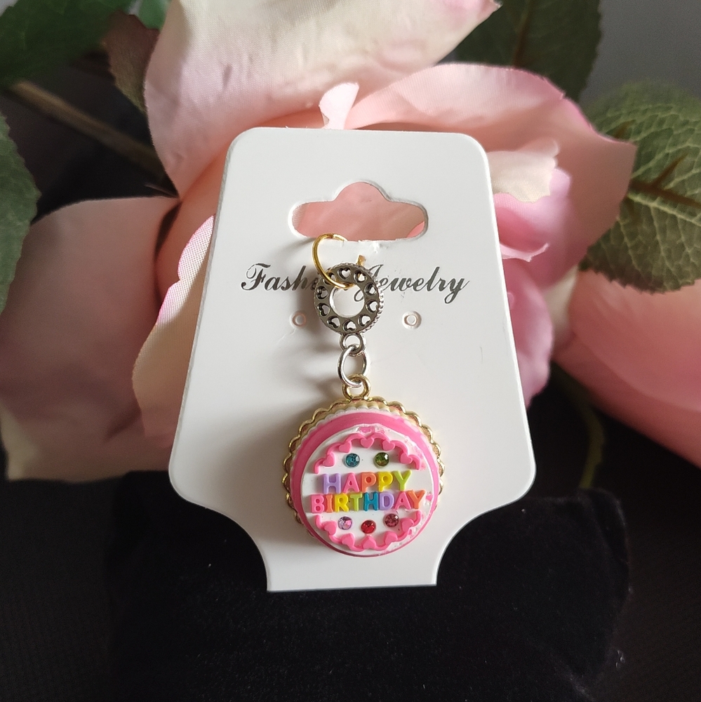 Happy Birthday Cake Charm Pendant for Necklace, bracelet NEW